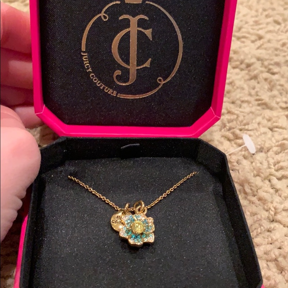 Juicy Couture Gold and Blue Flower Necklace